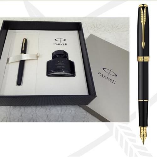 派克08卓爾磨砂黑桿金夾墨水筆+墨水 禮盒商務(wù)套裝