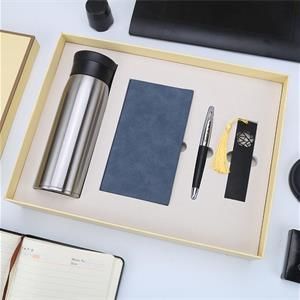 真空保溫杯+簽字筆+A6筆記本+書(shū)簽